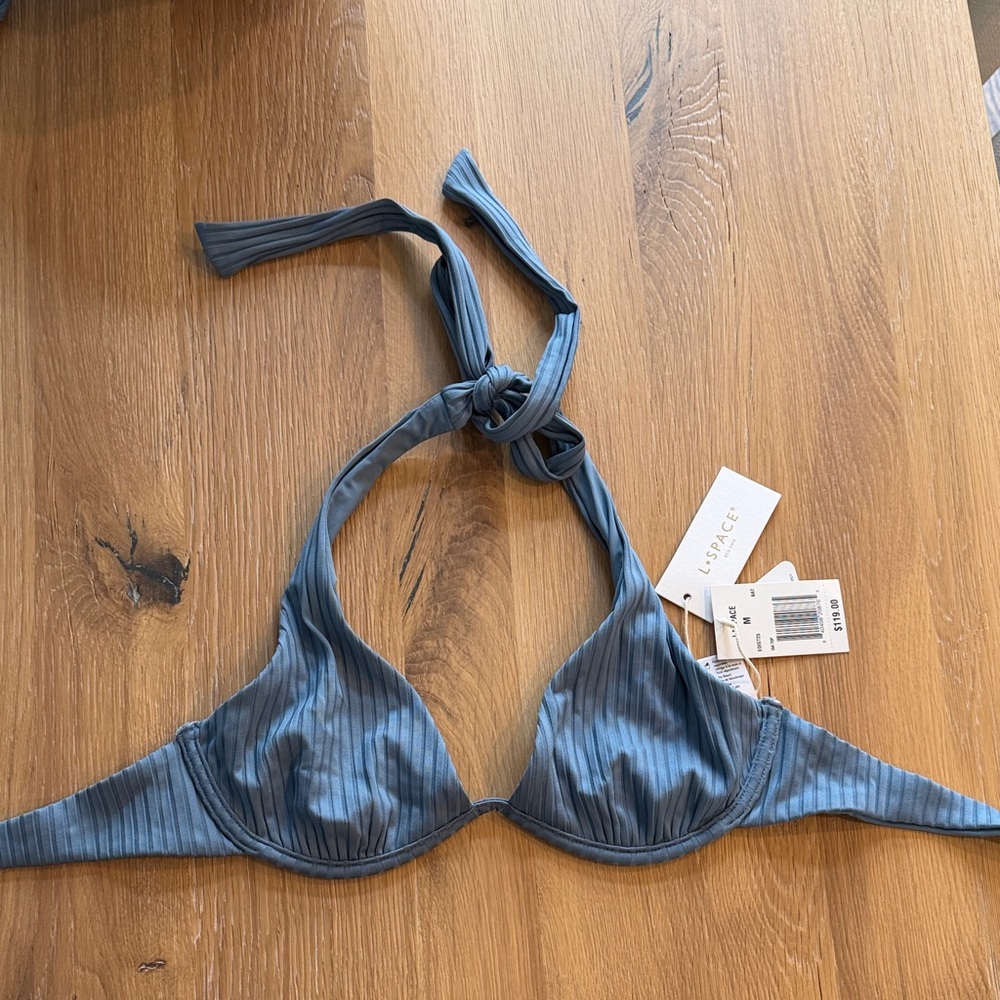 L*Space Ribbed Blue Bikini Top